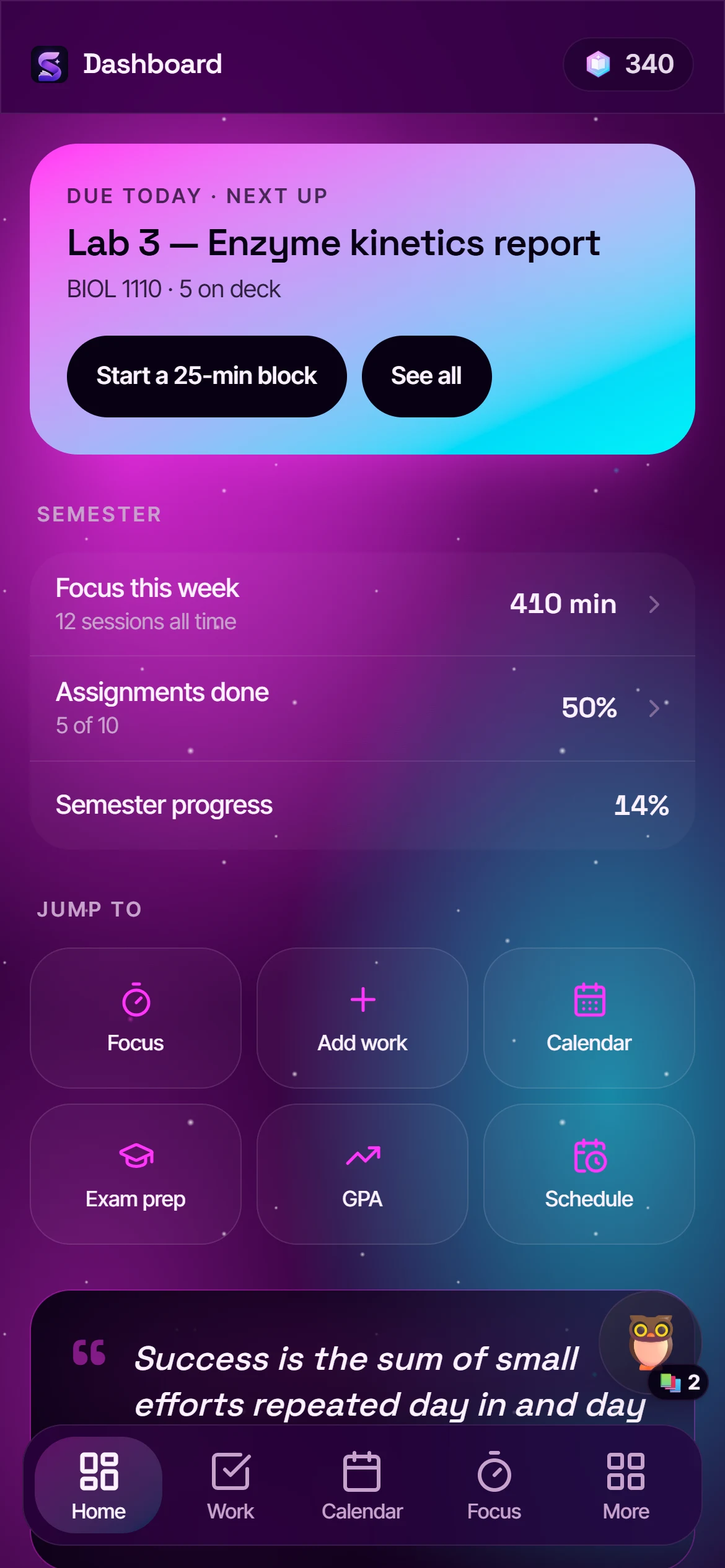 Dashboard on a phone with the Galaxy backdrop